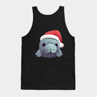 manatee in a Christmas hat Tank Top